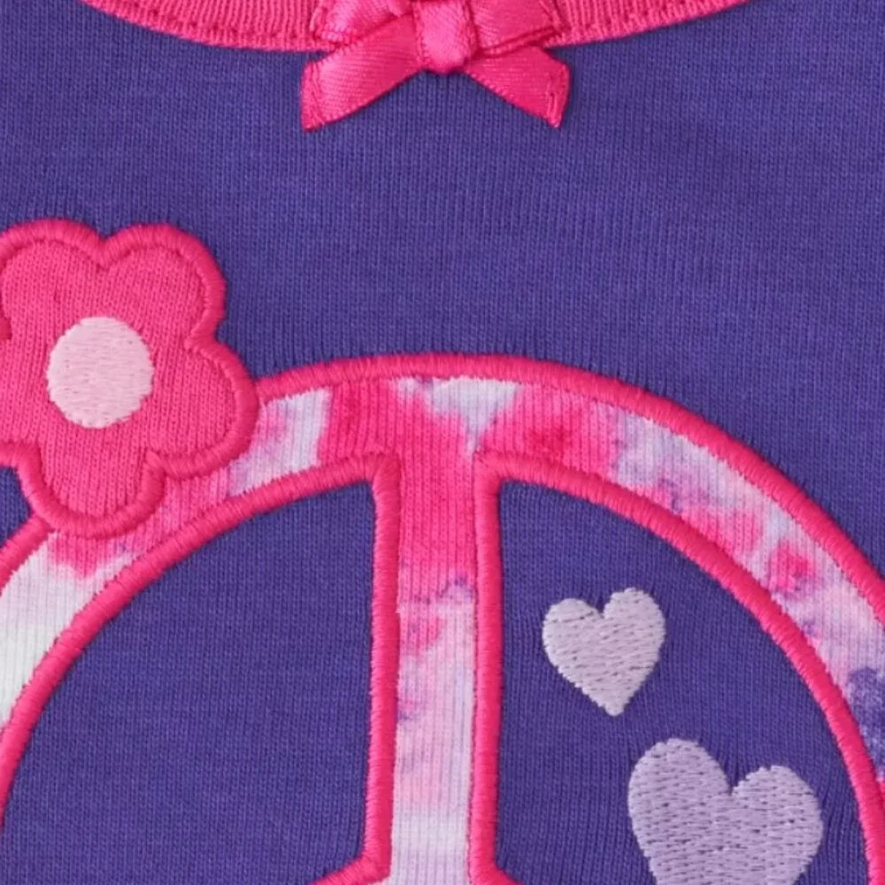 Gymboree Girls 12-18 Months Purple Pink Short Sleeve Peace & Tie Dye Pajamas NWT